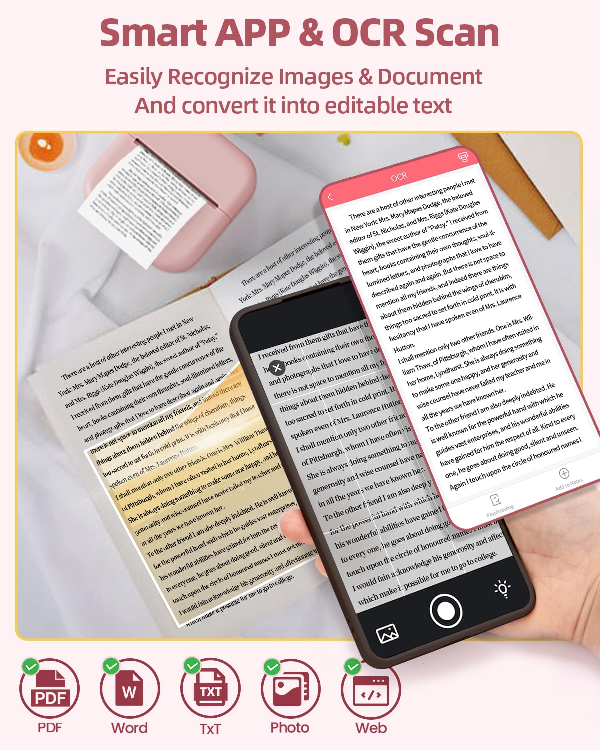 2024 New Year Gifts Idea - Memolife Sticker Maker Machine - Mini Thermal Printer with 6 Rolls Non-Adhesive Paper (2in*21.3ft/Roll), Inkless Printer for iPhone & Android, Portable Mini Printer for DIY