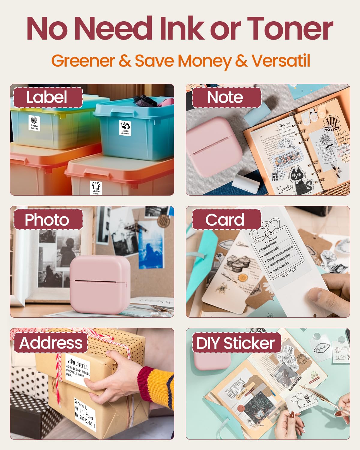 Memolife M02L Printer Paper Roll - Color T02 Sticker Paper - Color M02X Paper -Green&Lavender&Orange- Memolife M02L Paper Compatible With Phomemo M02X Paper Memoking T02 Paper, 3Rolls(2in*11.5ft/Roll)