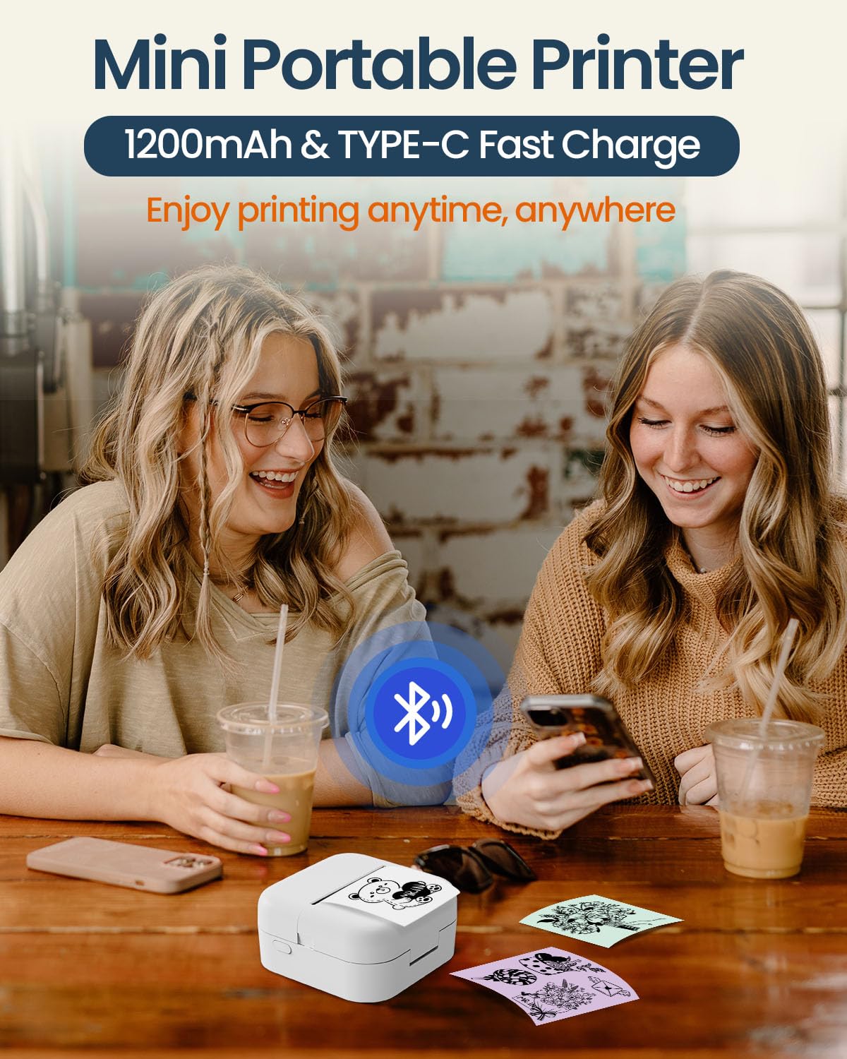 Memolife M02L Mini Inkless Sticker Printer - Inkless Printer for iOS & Android, Bluetooth Printer with 1 Roll Non-Adhesive Paper, Mini Pocket Printer for DIY Creation, Study Notes, Mini Photo Printer