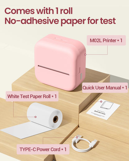 Memolife M02L Mini Pocket Printer - Bluetooth Printer with 1 Roll Non-Adhesive Paper, Mini Printer for iPhone & Android, Small Printer for DIY Creation, Memo, List, Work Plan, 2024 Fun Gift for Teens